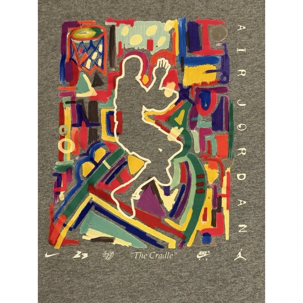 Nike Air Jordan Men Jumpman The‎ Cradle Graffiti Abstract Colorful T-Shirt M